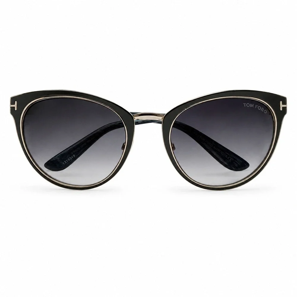 Tom Ford 56mm Sunglasses Nina TF373 Black Gold Cat Eye Gradient Italy Luxury